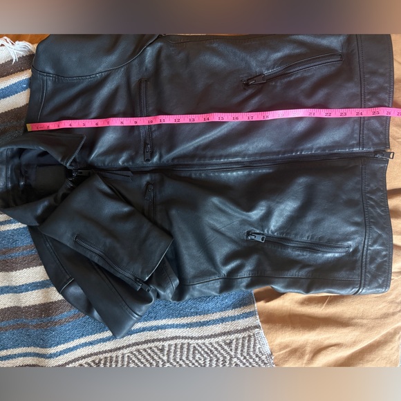 All Saints Black Leather Shirt Jacket - Picture 4 of 7